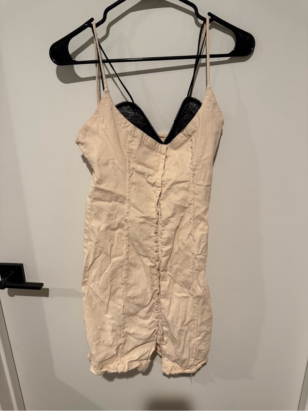 Zara Beige Slip Dress with Black Lace Trim *read description*